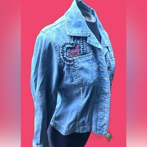 CHICOS I LOVE YOU DENIM LARGE